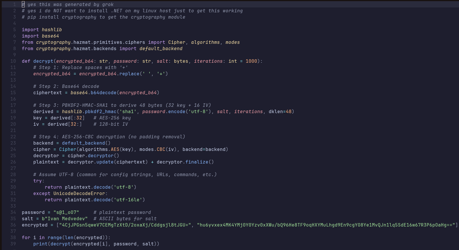 python decryption program