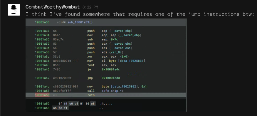 one example of dead/dormant code in the binary